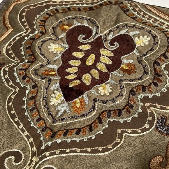 Pier 1 Brown Accent Pillow with Intricate Design - Picture 5 of 5